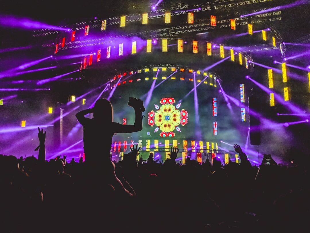 Concert stage with colorful spotlights
