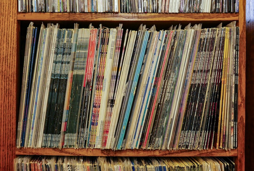 Rows of archived newspapers and magazines on shelves